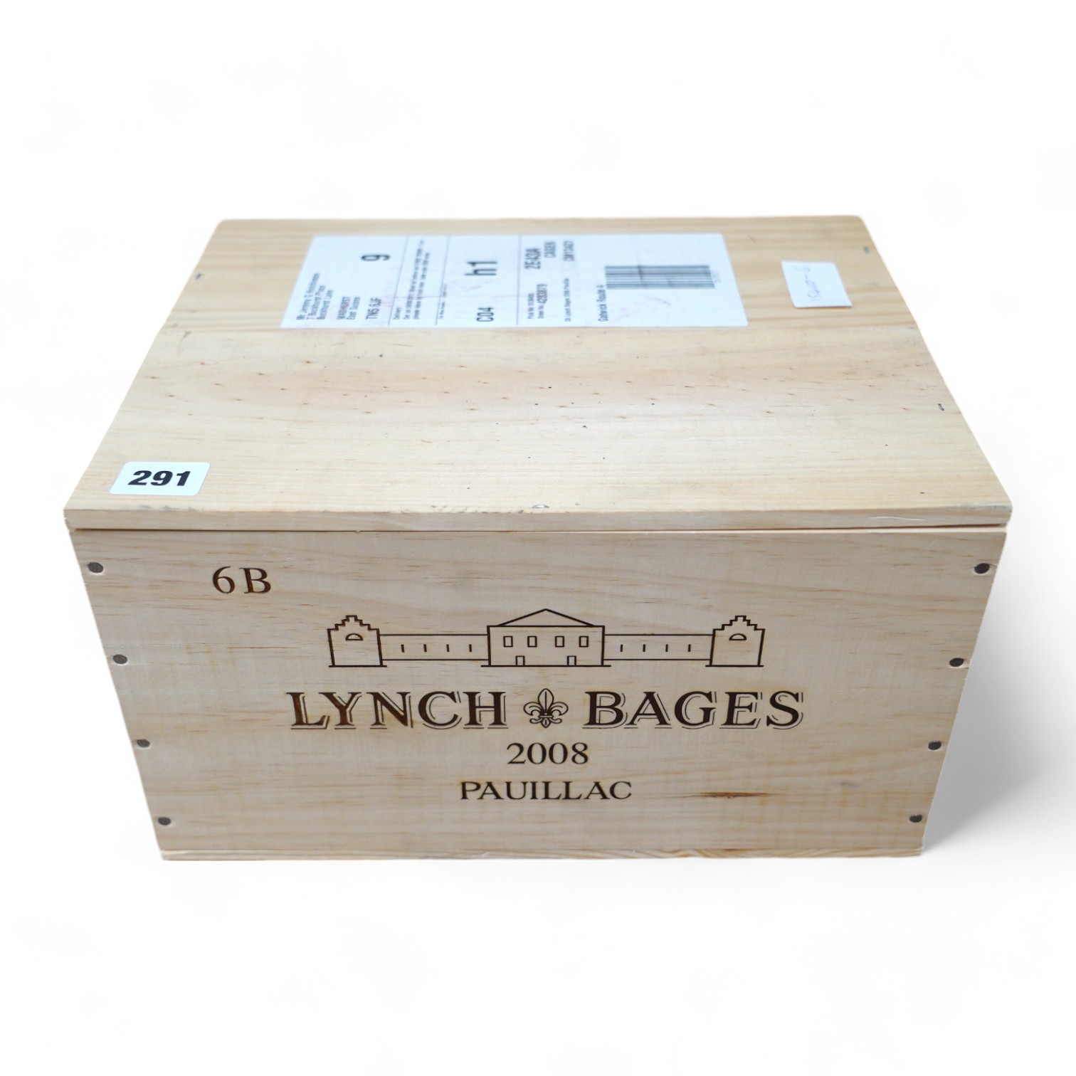 A sealed case of six bottles of Chateau Lynch Bages 2008. Condition - good